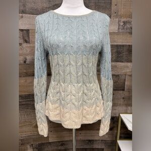 Sparrow Cable Knit Sweater - Blue and Cream